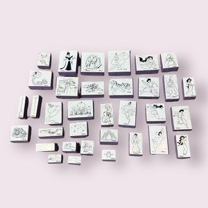 Large Set Of 34 Disney Aladdin Rubber Stamps Jasmine Jafar The Genie Rajah